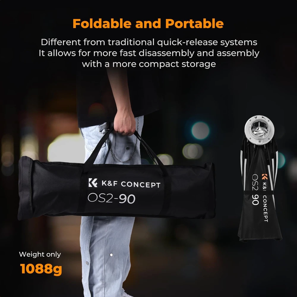 K&F CONCEPT aštuonkampė fotografavimo šviesdėžė 90 cm su Bowens tvirtinimu LK06