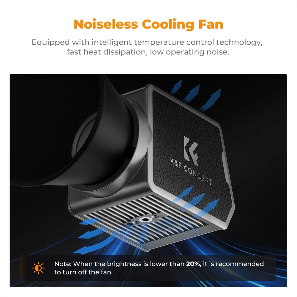 K&F Concept COB fotografavimo šviestuvas 60 W, 2700–6500 K, PL-60B su akumuliatoriumi