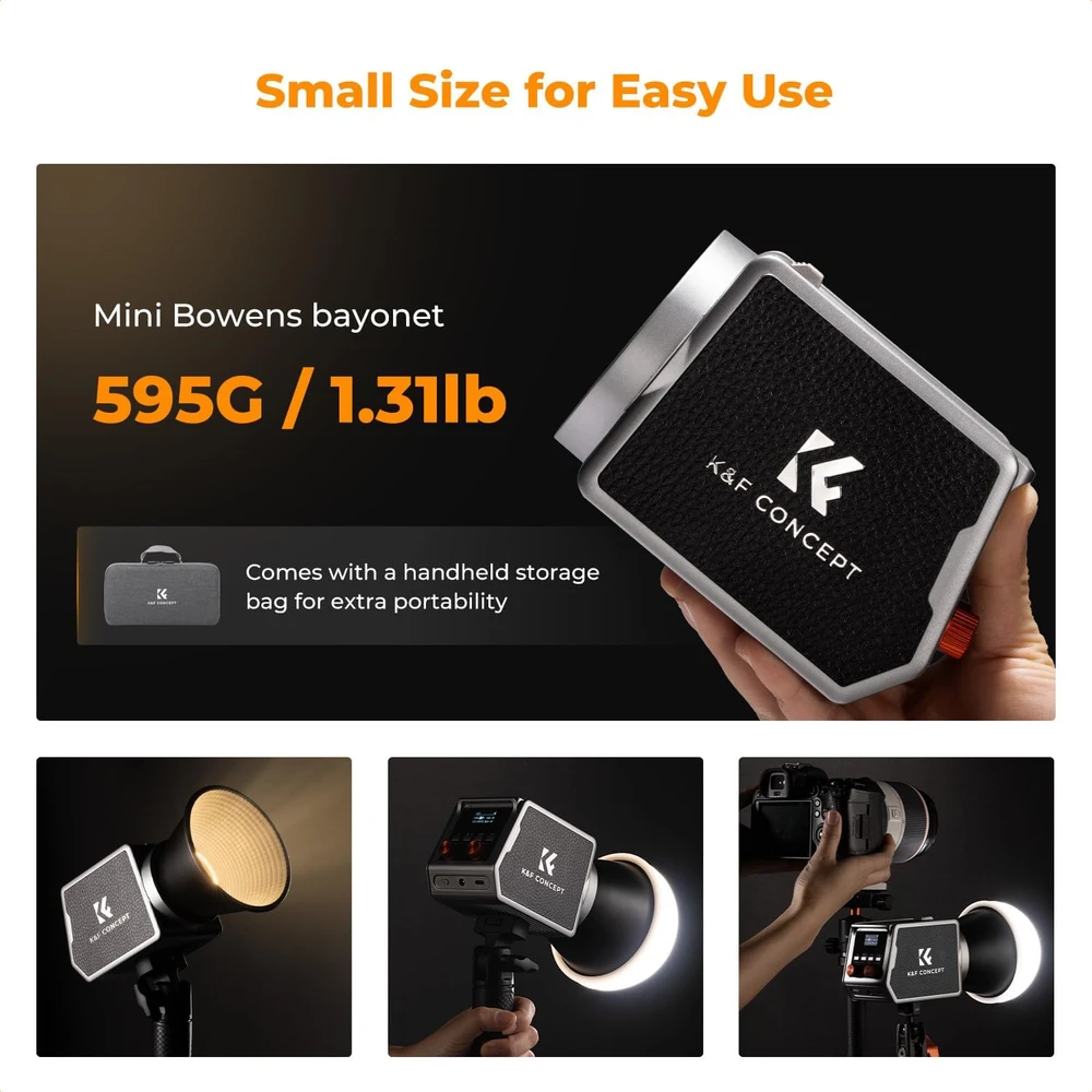 K&F Concept COB fotografavimo šviestuvas 60 W, 2700–6500 K, PL-60B su akumuliatoriumi