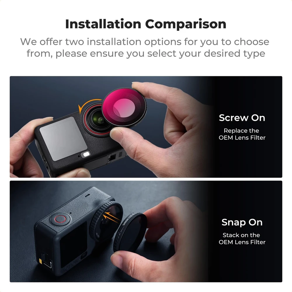 K&F CONCEPT CPL poliarizacinis filtras DJI Osmo Action 6, optinis stiklas, 28 sluoksnių nano danga KF12.0038