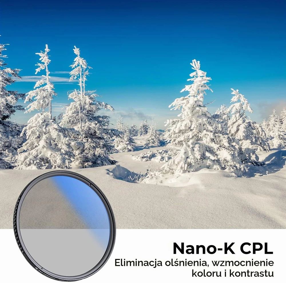 K&F CONCEPT CPL poliarizacinis objektyvo filtras 55 mm su 18 sluoksnių nanodanga KF01.1312V4