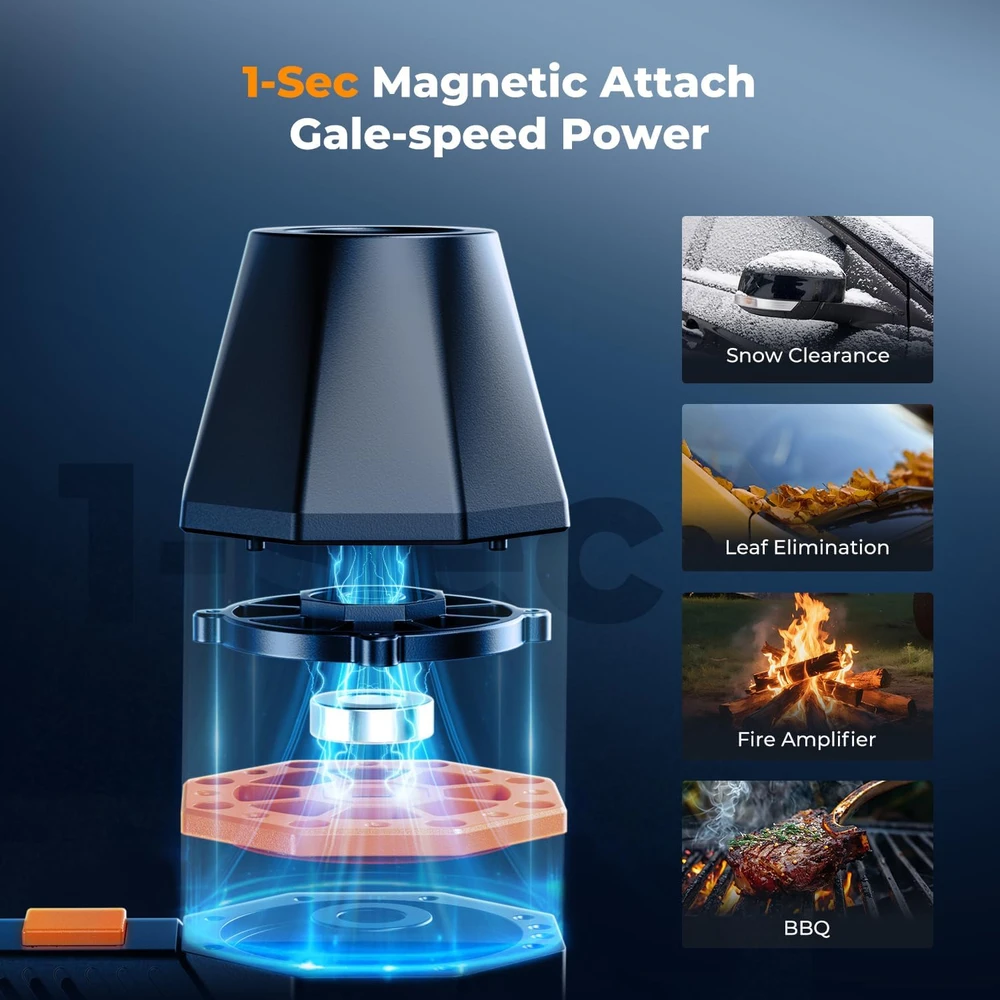 K&F Concept elektrinis 2 viename magnetinis dulkių pūstuvas ir siurblys, 300 000 aps./min., 6000 mAh, BS500M