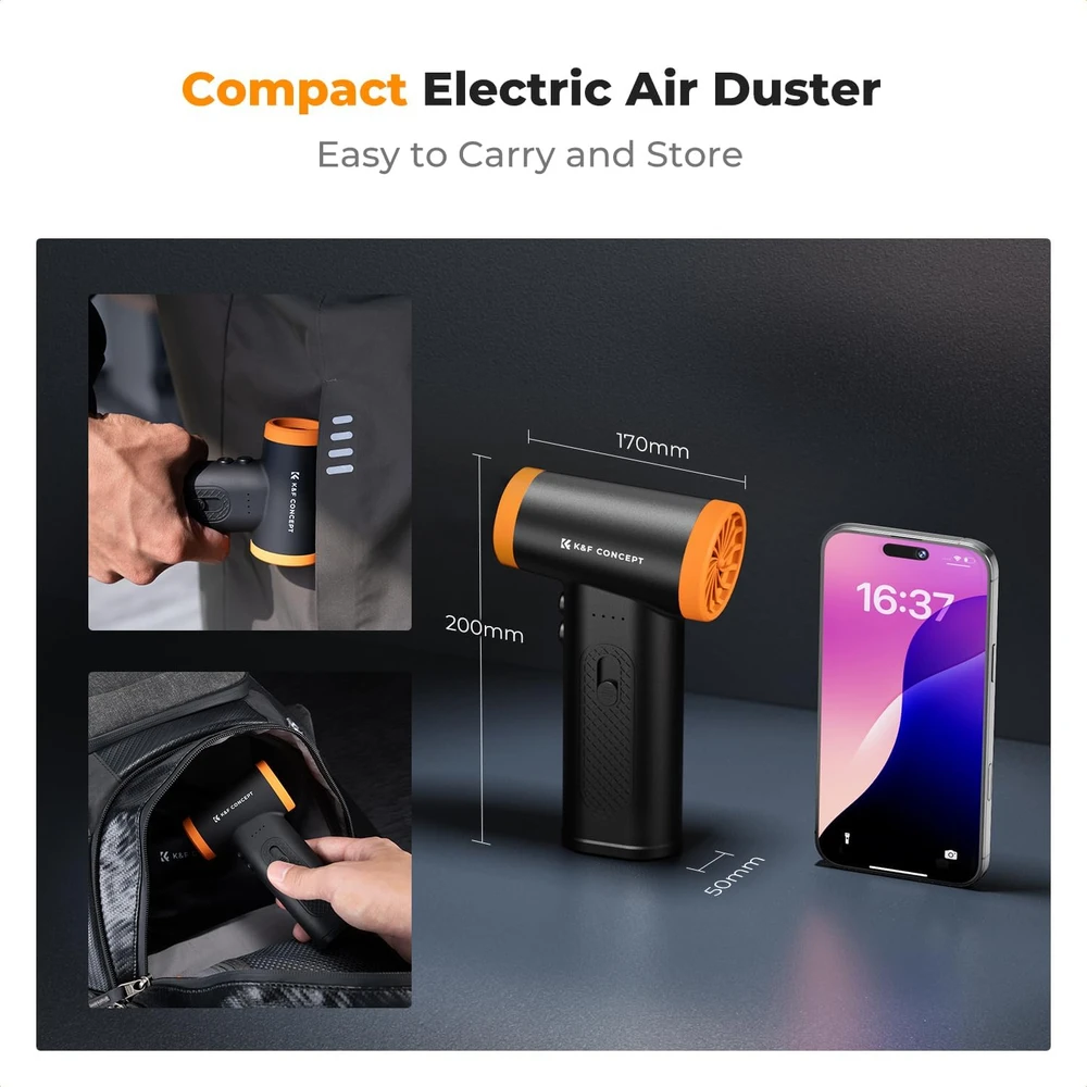 K&F CONCEPT elektrinis oro pūstuvas klaviatūroms, 120 000 aps./min., 5000 mAh, KF08.050