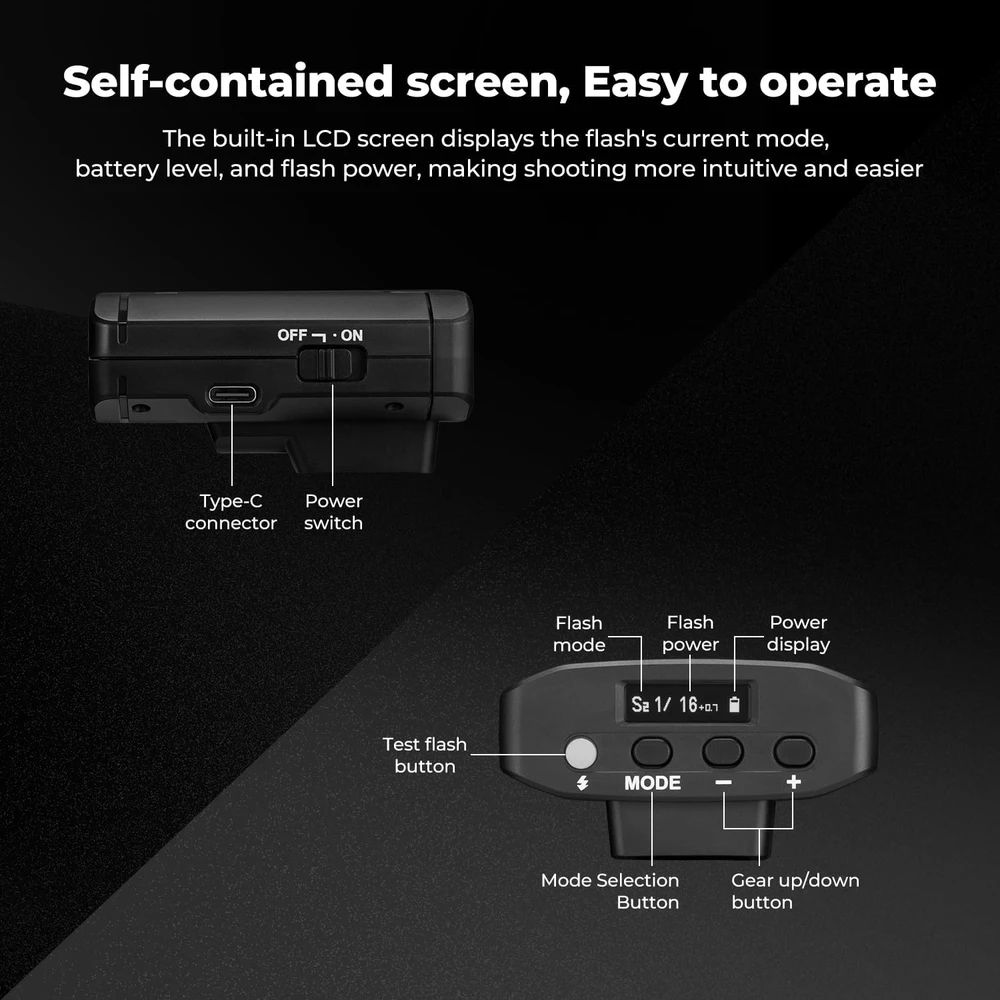 K&F CONCEPT fotoaparato blykstė GN 12, 5600 K, 2000 mAh, JPKF22.016