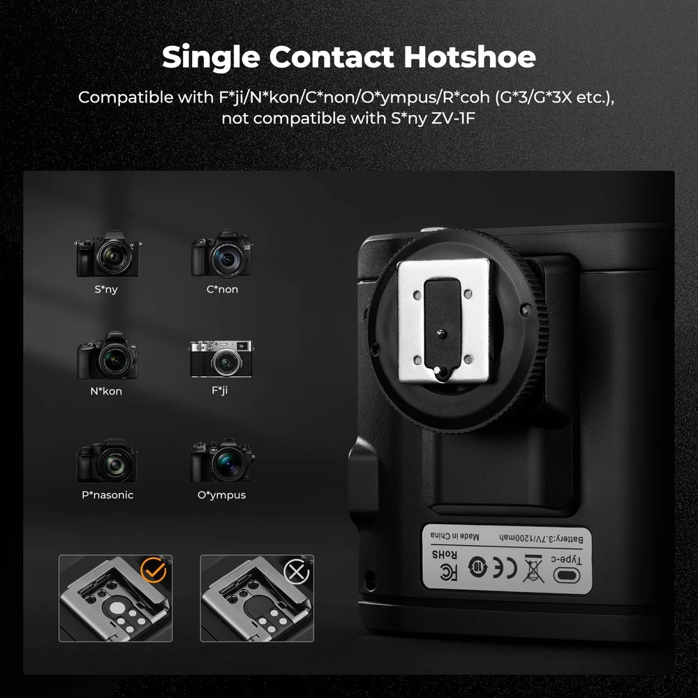 K&F CONCEPT fotoaparato blykstė GN 12, 5600 K, 2000 mAh, JPKF22.016