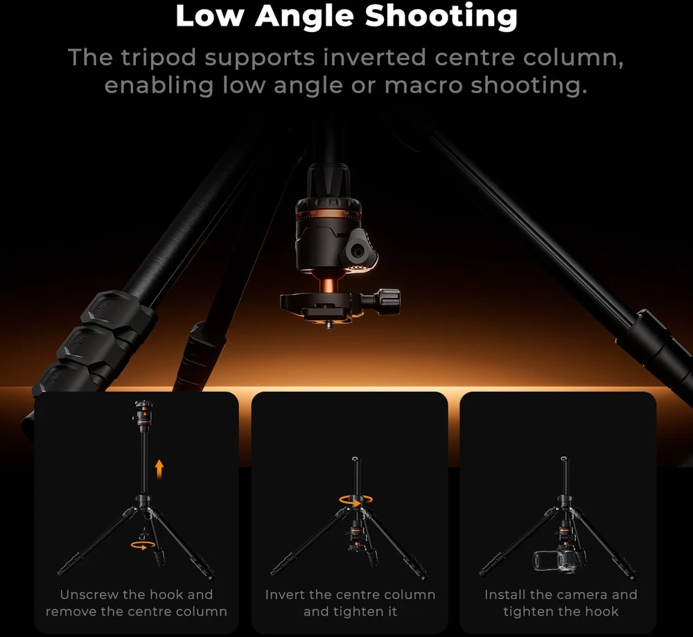 Stovas - K&F Concept K234A3 Aluminis 1.27 kg 55-178 cm BH-36 Kamuolinis Galvutė