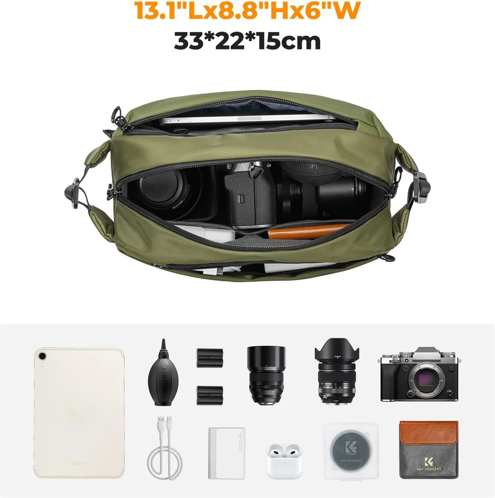 K&F CONCEPT fotoaparato kuprinė, 10 l talpos, žalias, 33x21,8x15 cm, JPKF13.157V2EU