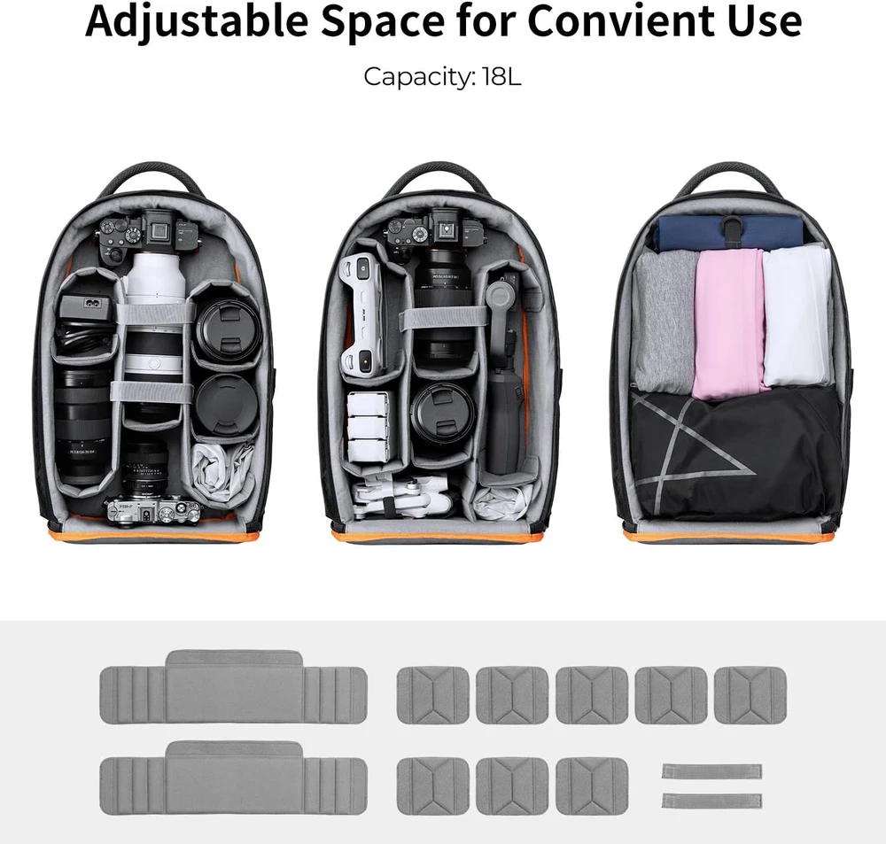 K&F CONCEPT fotoaparato kuprinė 18 l, neperšlampama, 15,6 col. nešiojamajam kompiuteriui KF13.140