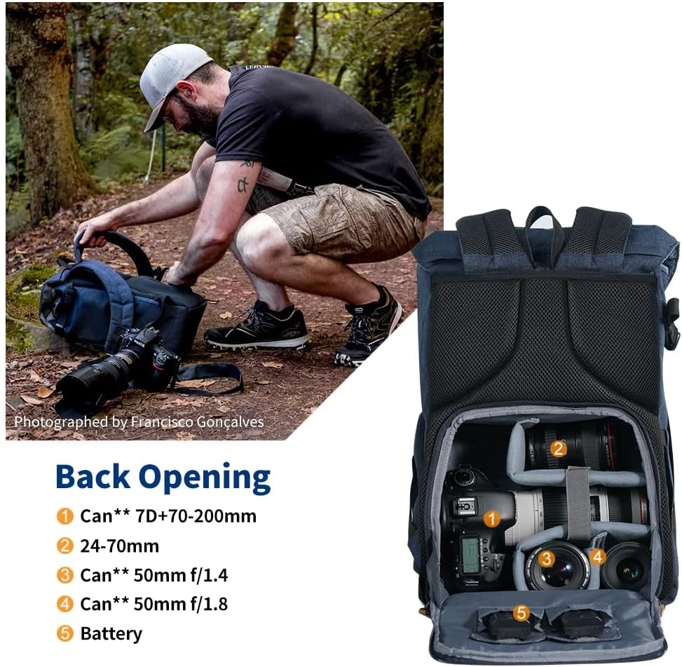 K&F CONCEPT fotoaparato kuprinė 19 l, 15,6 col. nešiojamajam kompiuteriui KF13.066V11US
