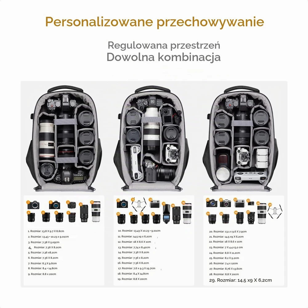 Fotoaparato Kuprinė - K&F Concept Nature Wander 22L, Laikanti Fotoaparatą, Objektyvus, Nešiojamą Kompiuterį 15.6" Juoda