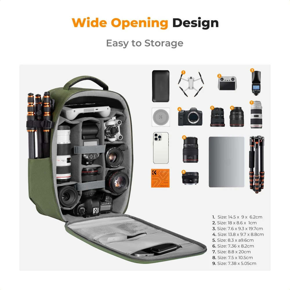 K&F CONCEPT fotoaparato kuprinė 22 l su kietu korpusu ir vieta 15,6 col. nešiojamajam kompiuteriui KF13.134V3