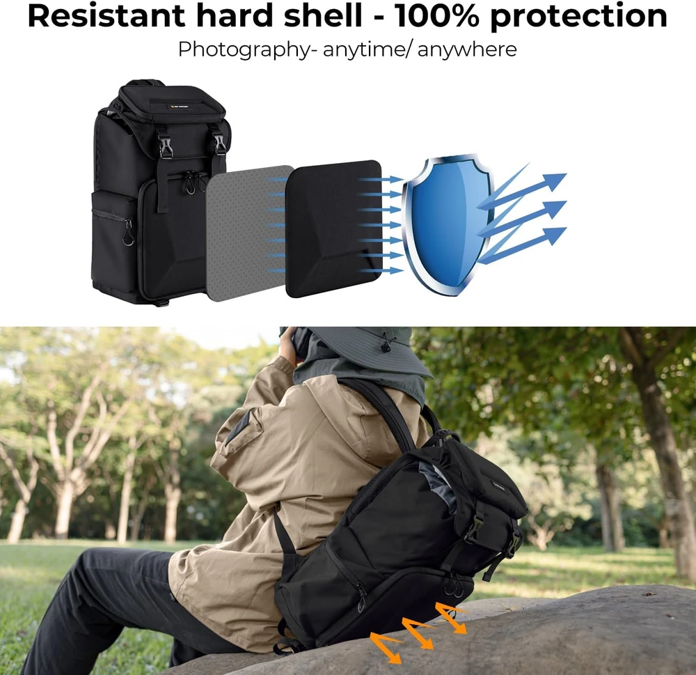 K&F CONCEPT fotoaparato kuprinė 25 l su kietu priekiniu dėklu, KF13.098V6