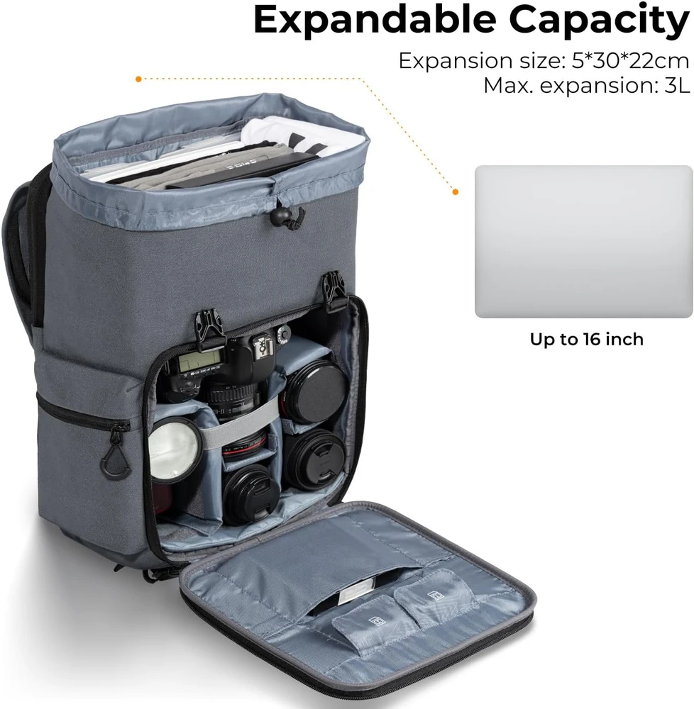 K&F Concept fotoaparato kuprinė 25 l su 16 colių nešiojamojo kompiuterio skyriumi KF13.098V5
