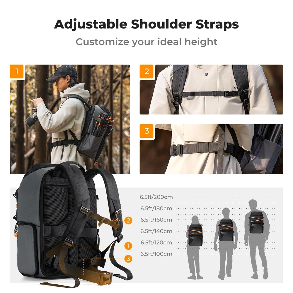 K&F CONCEPT fotoaparato kuprinė 25 l su nešiojamojo kompiuterio skyriumi KF13.180