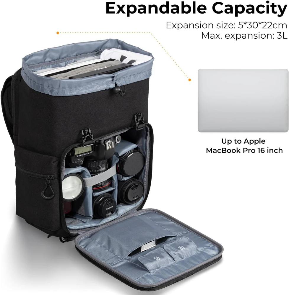 K&F CONCEPT fotoaparato kuprinė 25 l su kietu priekiniu dėklu, KF13.098V6