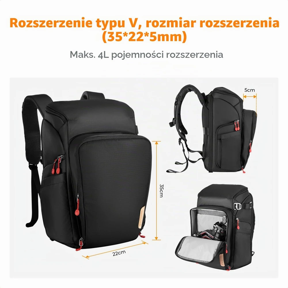 K&F Concept fotoaparato kuprinė 28 l su skyriumi 16 colių nešiojamajam kompiuteriui KF13.128V6