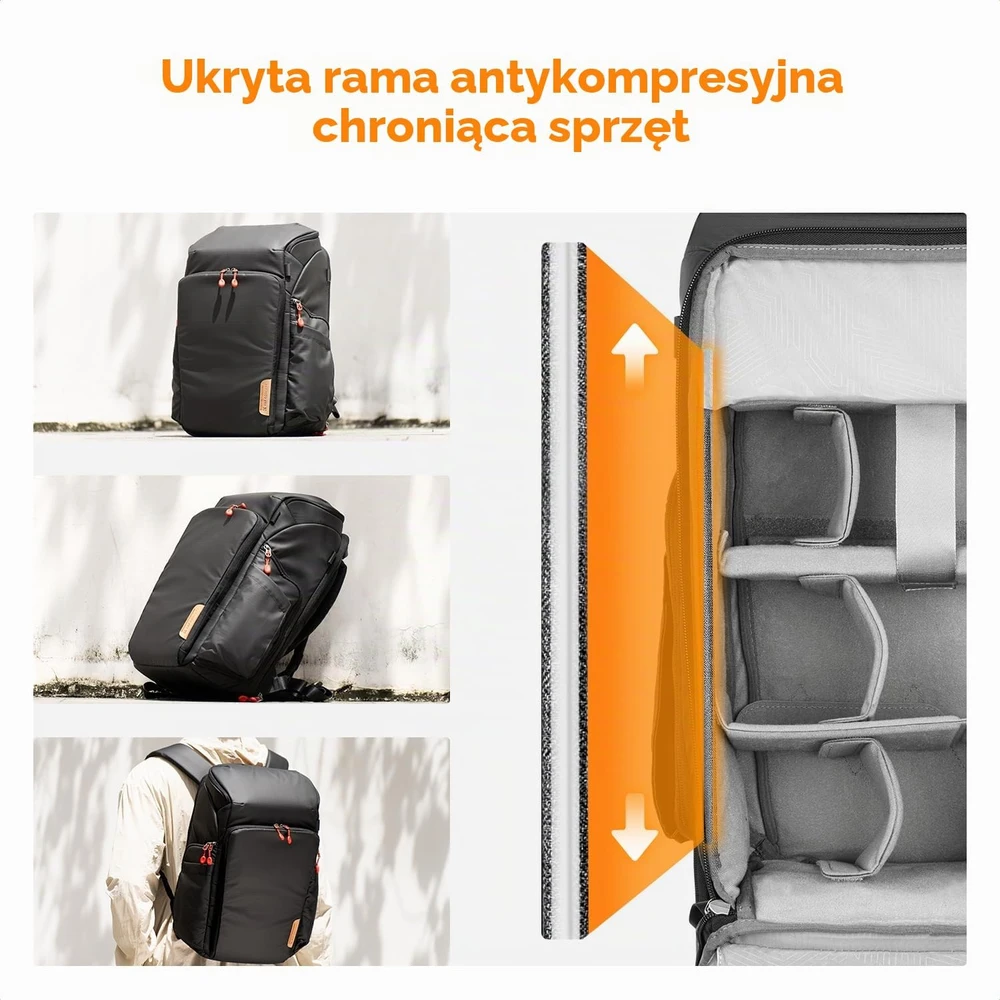 K&F Concept fotoaparato kuprinė 28 l su skyriumi 16 colių nešiojamajam kompiuteriui KF13.128V6