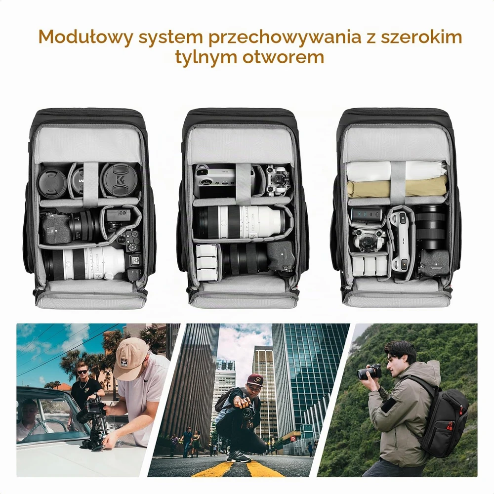 K&F Concept fotoaparato kuprinė 28 l su skyriumi 16 colių nešiojamajam kompiuteriui KF13.128V6