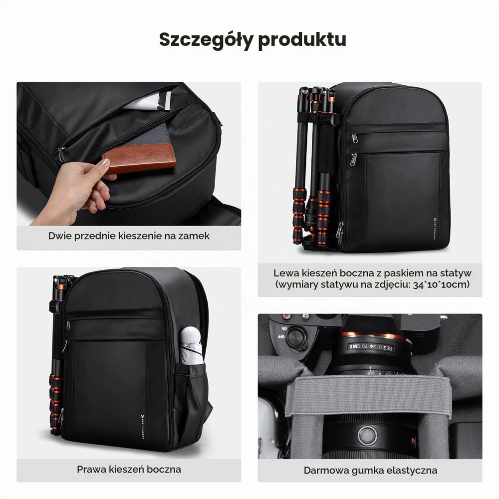 K&F CONCEPT fotoaparato kuprinė DSLR, SLR ir beveidrodžiams fotoaparatams, 13 l, KF13.223V4
