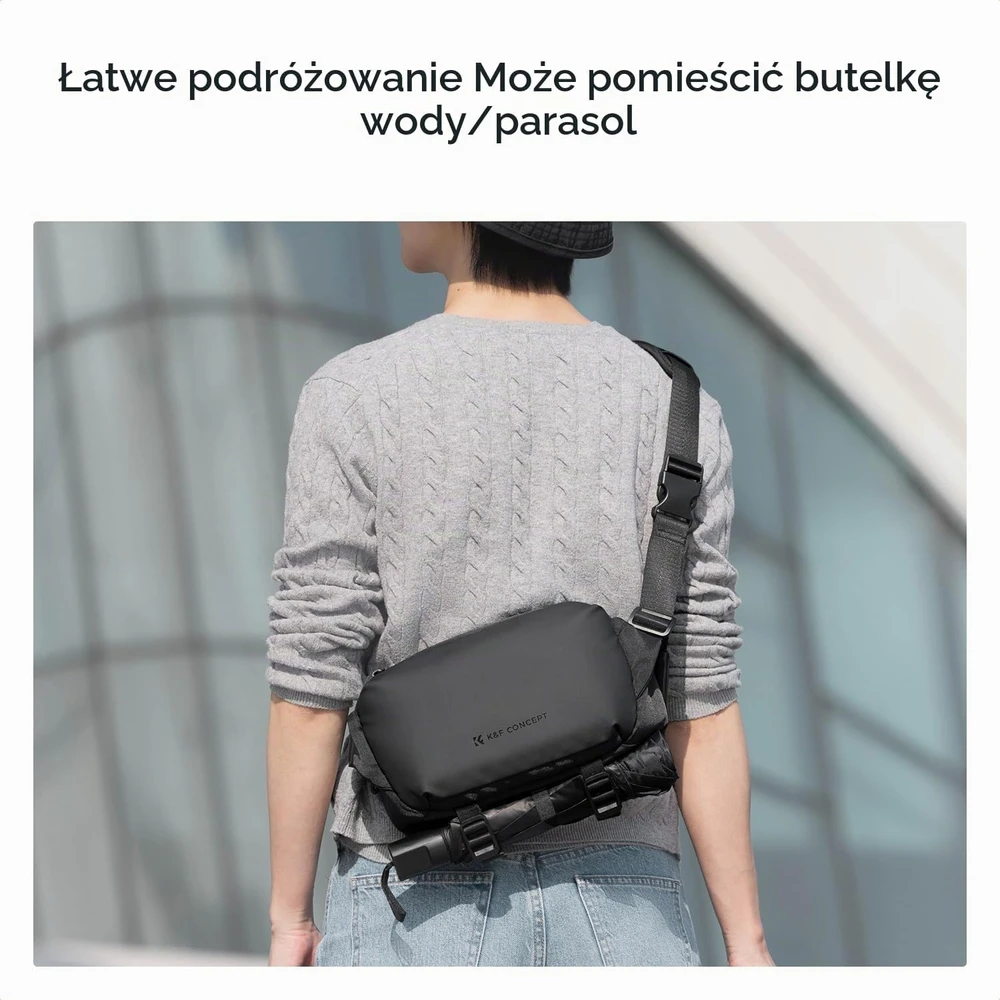 K&F CONCEPT fotoaparato pečių krepšys 4 l, atsparus vandeniui, juodas, KF13.188