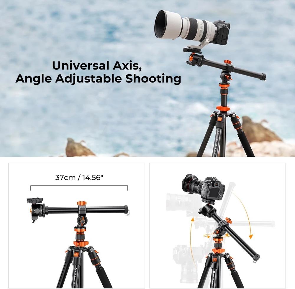 K&F CONCEPT fotoaparato trikojis 200 cm su 360° rutuline galvute K234A7+BH-28L