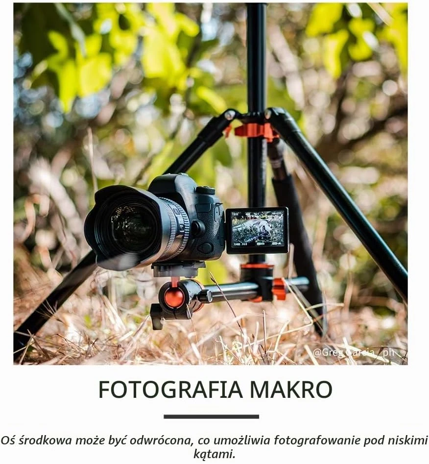 K&F Concept fotoaparato trikojis 238 cm su 90° centrine kolona T254A8