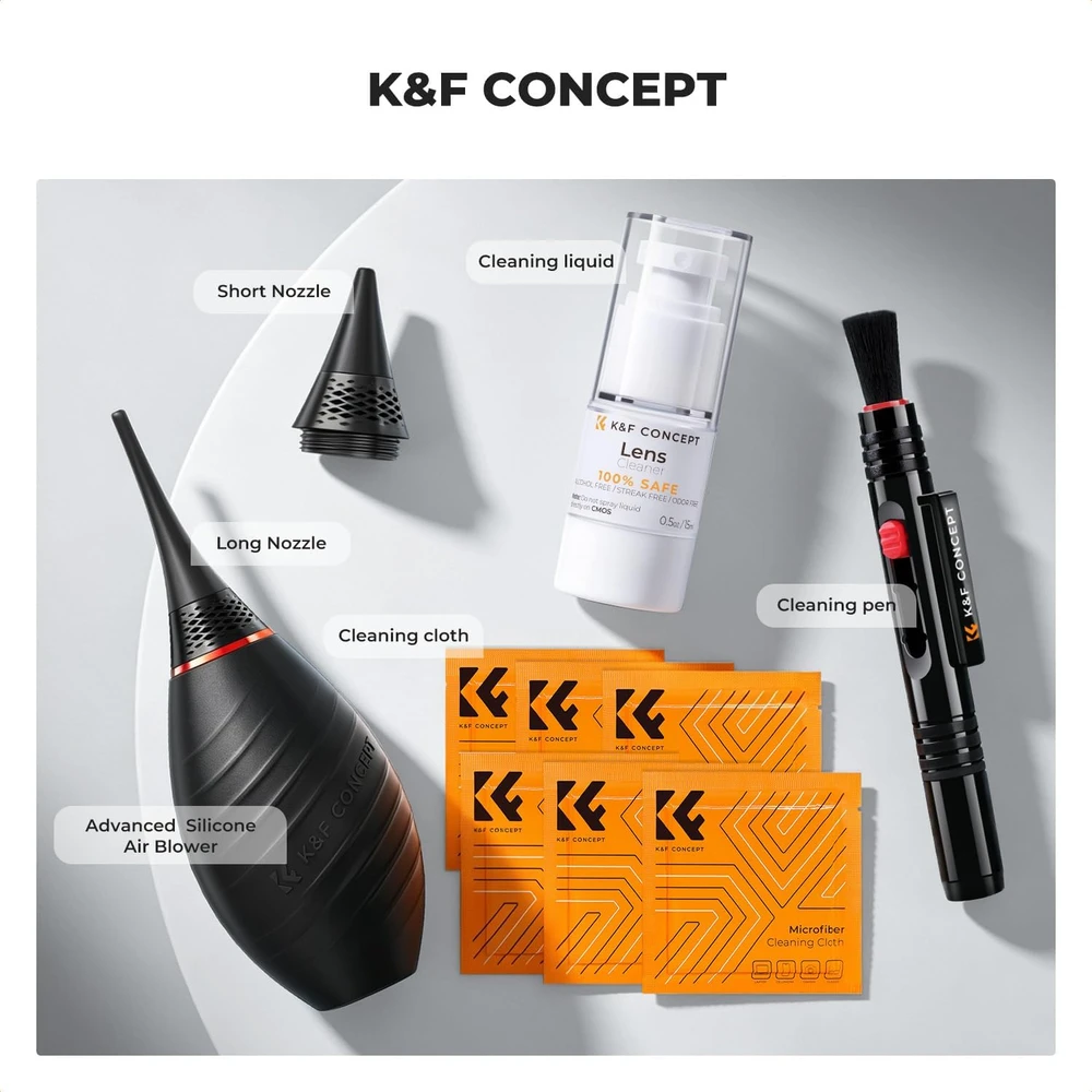 K&F CONCEPT fotoaparatų ir objektyvų valymo rinkinys 10 viename SKU.2147