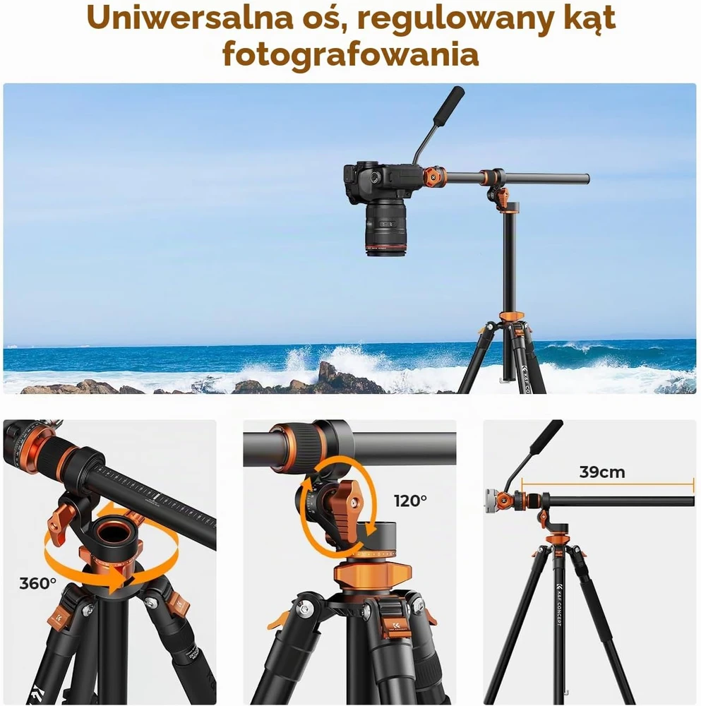 K&F CONCEPT fotoaparatų ir vaizdo kamerų trikojis su hidrauline galvute, 230 cm, KF09.137