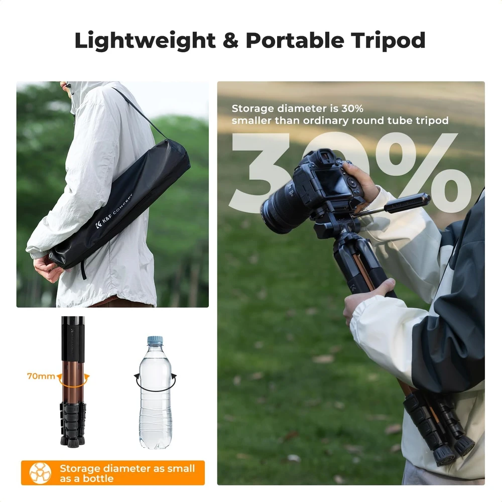 K&F CONCEPT fotografinis aliumininis trikojis, 48–190 cm, 4kg, S255A3+BV01