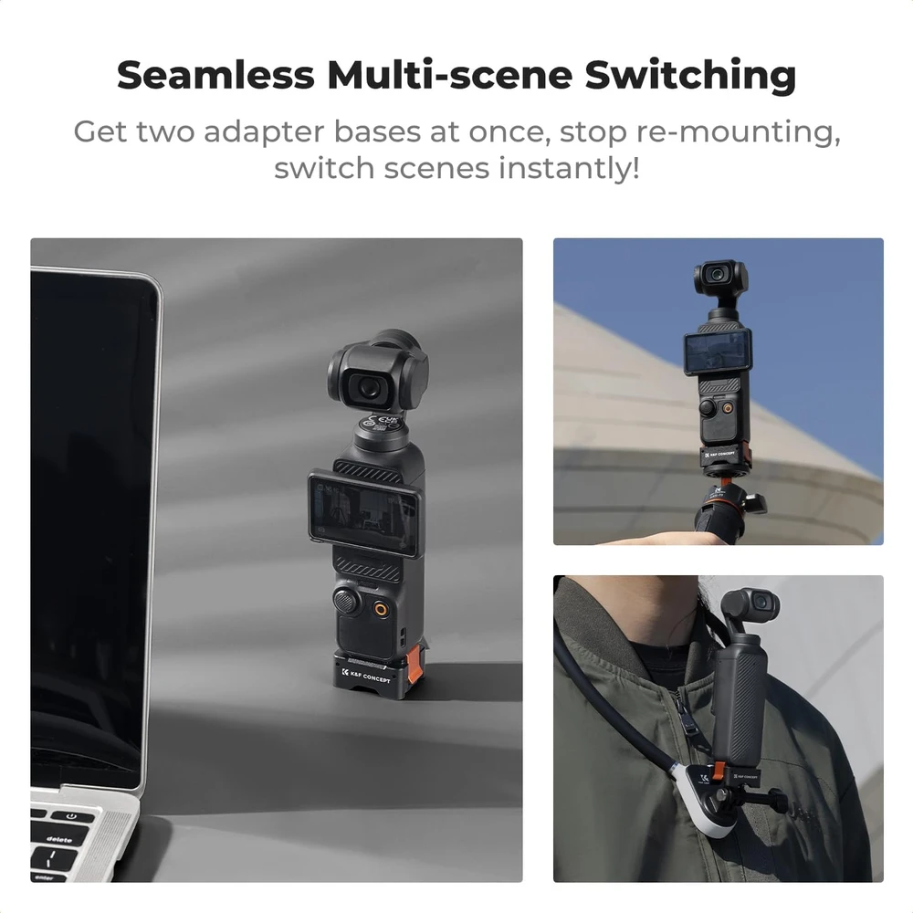 K&F CONCEPT greito atjungimo adapteris DJI Osmo Pocket 3 su Arca-Swiss KF31.174