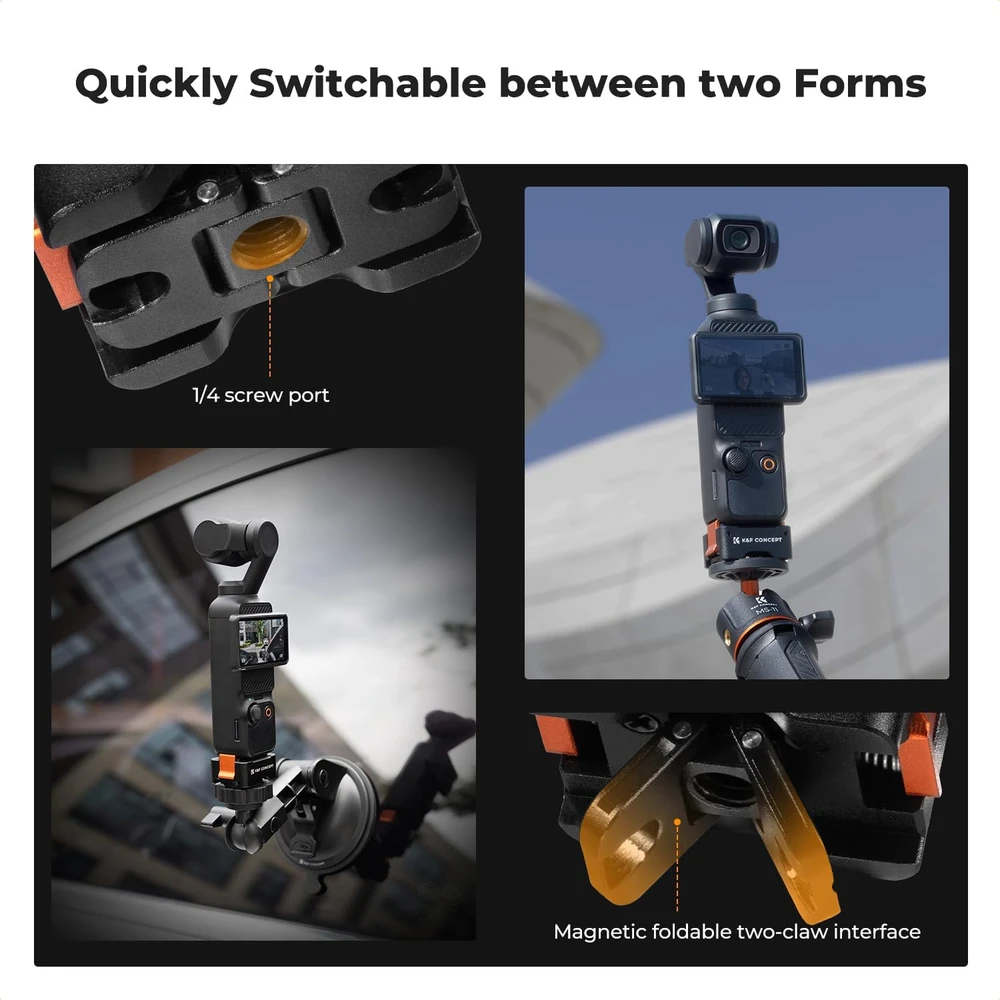 K&F CONCEPT greito atjungimo adapteris DJI Osmo Pocket 3 su Arca-Swiss KF31.174