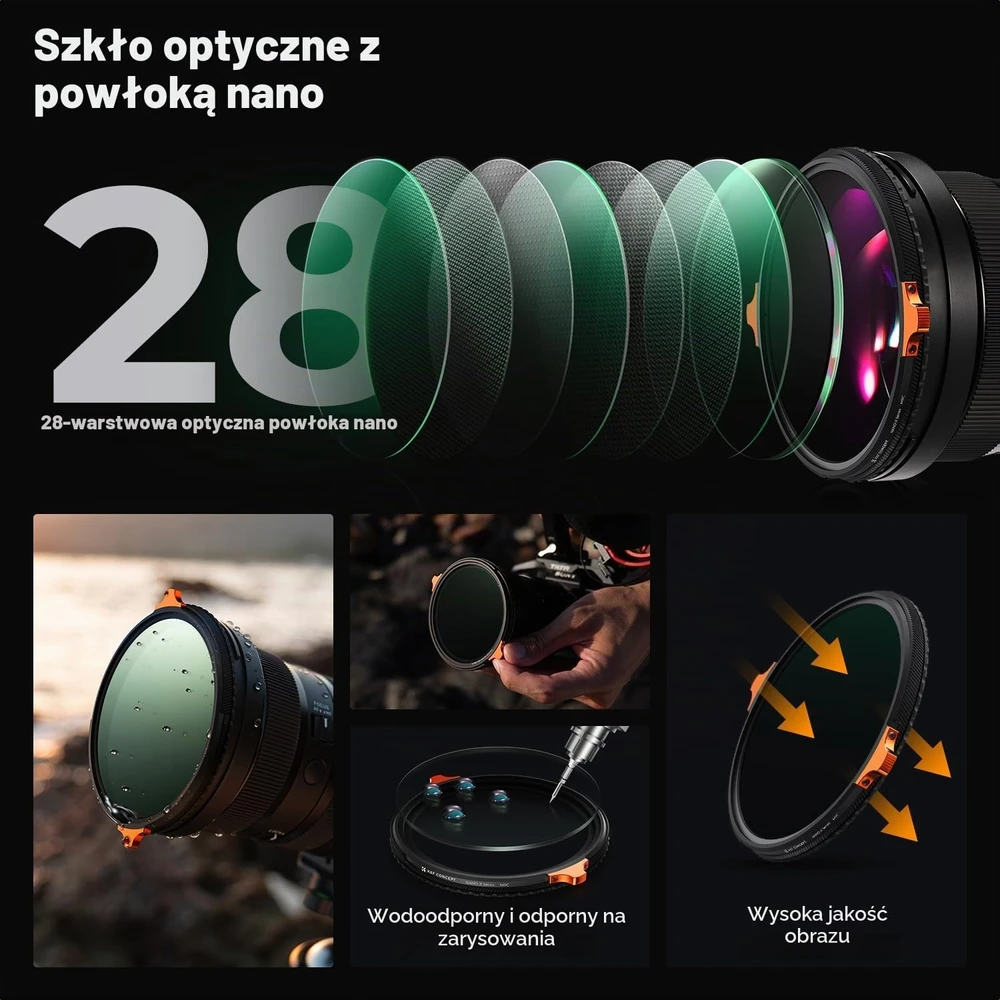 K&F CONCEPT kintamas ND2–ND32 ir CPL objektyvo filtras 67 mm AU-KF01.2571