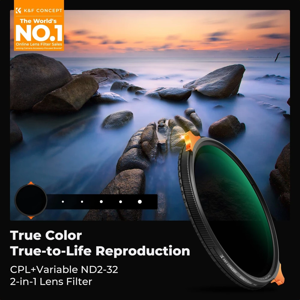 K&F CONCEPT kintamas ND2–ND32 ir CPL objektyvo filtras 67 mm AU-KF01.2571
