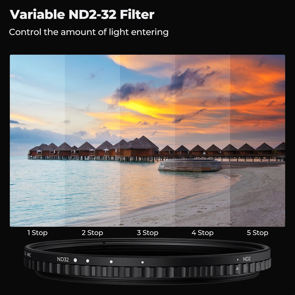 K&F CONCEPT kintamas neutraliojo tankio filtras ND2–ND32 95 mm KF01.2322V1