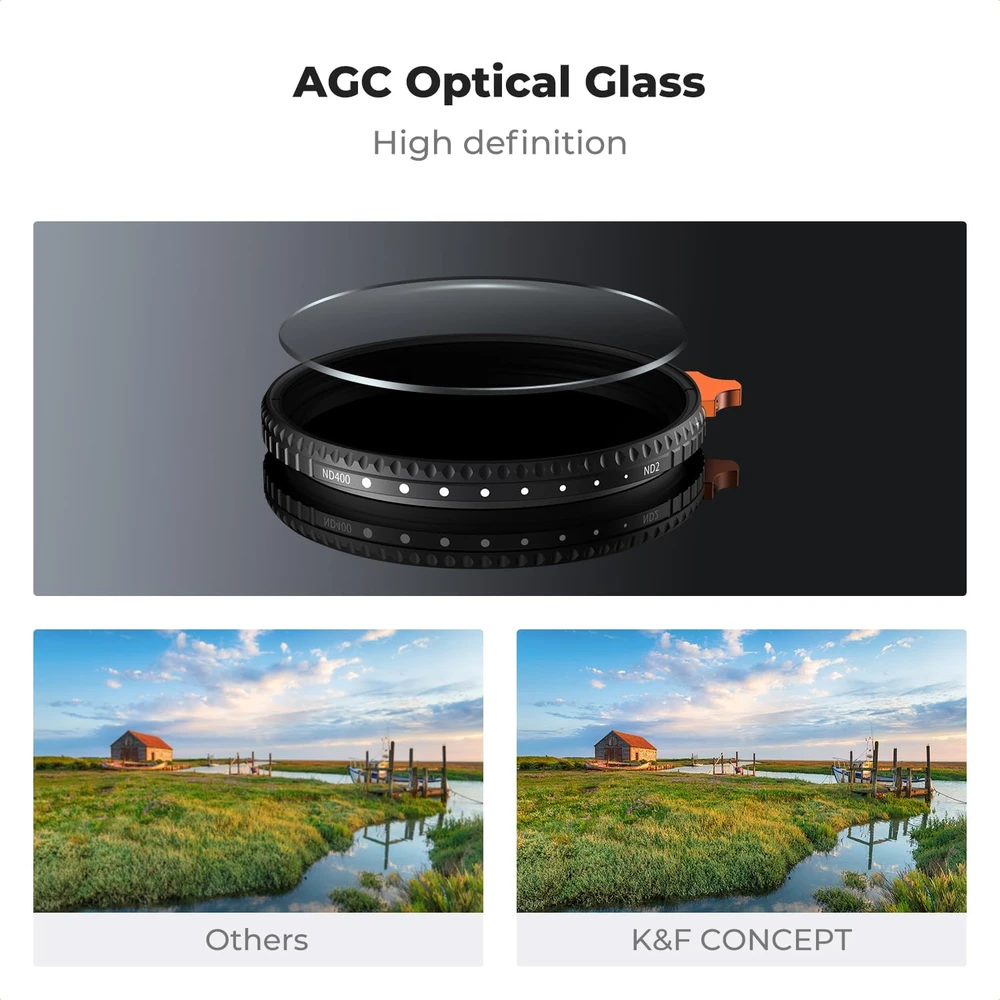 K&F CONCEPT kintamo tankio ND2–ND400 objektyvo filtras 77 mm, 1–9 pakopos, KF01.3156