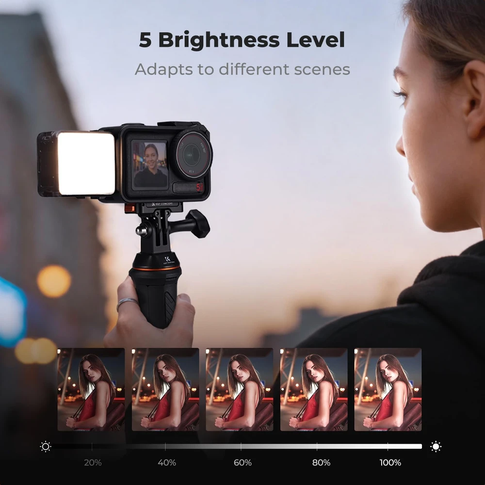 K&F CONCEPT LED papildomas apšvietimas DJI Osmo Action 3/4/5 Pro kameroms KF3401.0402.0010
