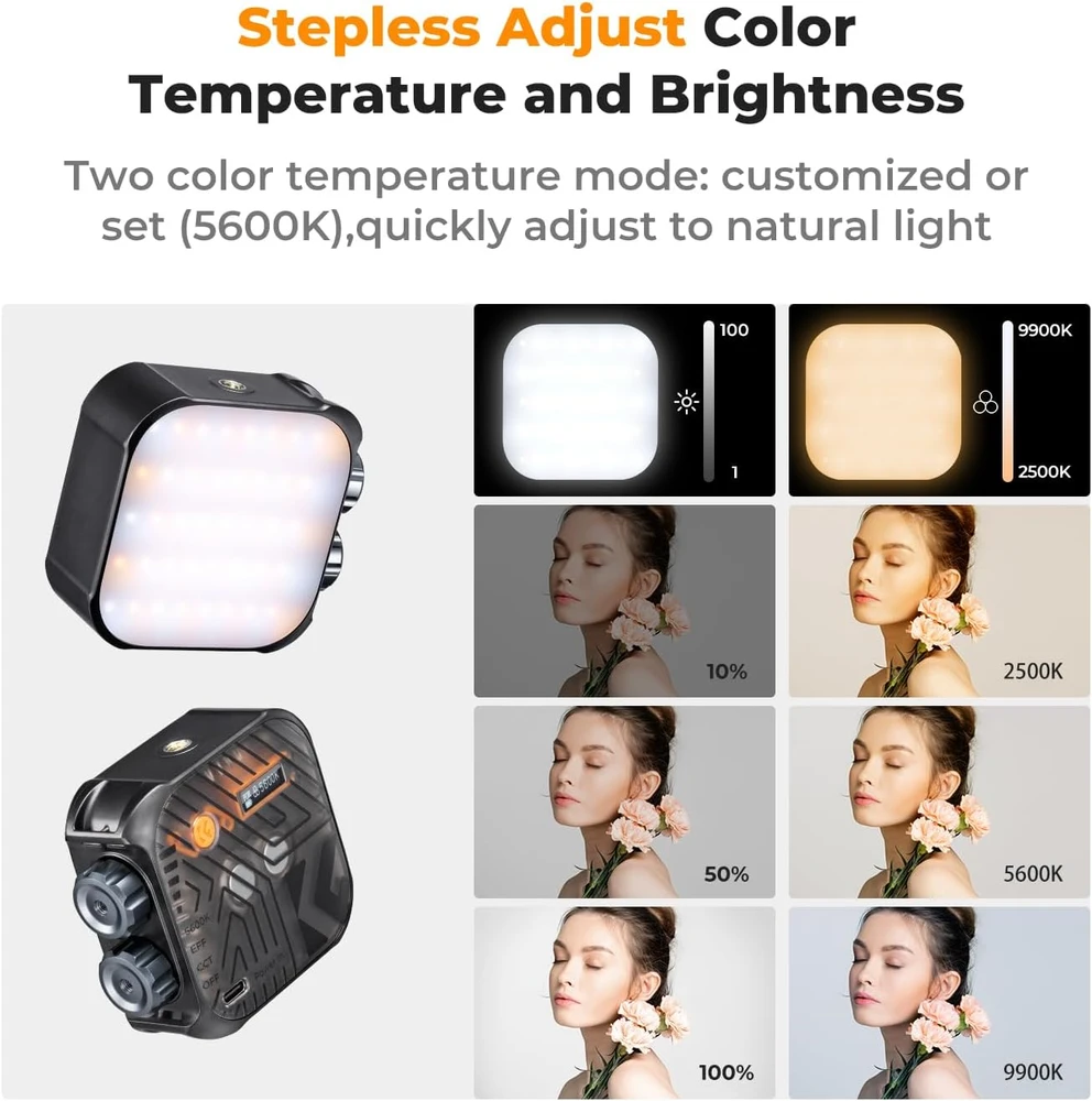 K&F CONCEPT LED vaizdo šviestuvas RGB, 2500–9900 K, 40 LED, 15 efektų, USKF34.035