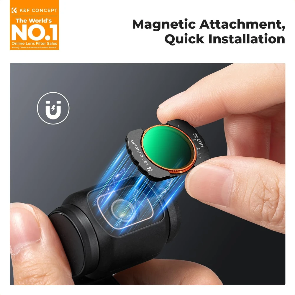 K&F CONCEPT magnetinis 4 filtrų rinkinys DJI Osmo Pocket 3/4 su plačiakampiu objektyvu FD161
