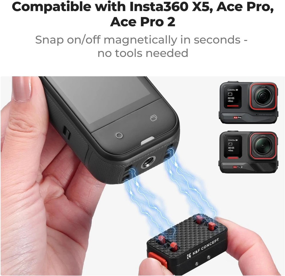 K&F CONCEPT magnetinis greito tvirtinimo adapteris Insta360 X5 ir Ace Pro 2 KF12.0002V1