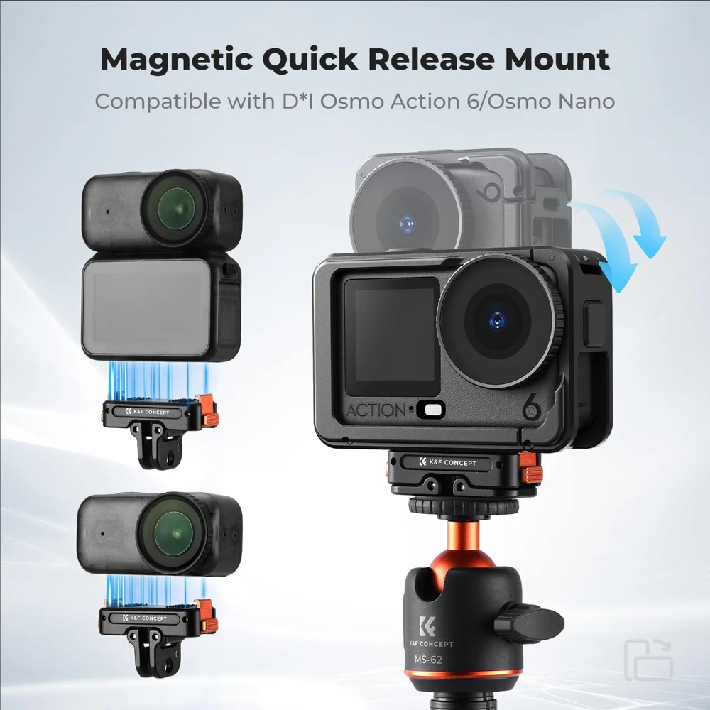 K&F CONCEPT magnetinis greitojo tvirtinimo adapteris DJI Osmo Action 6 ir Osmo Nano KF12.0027