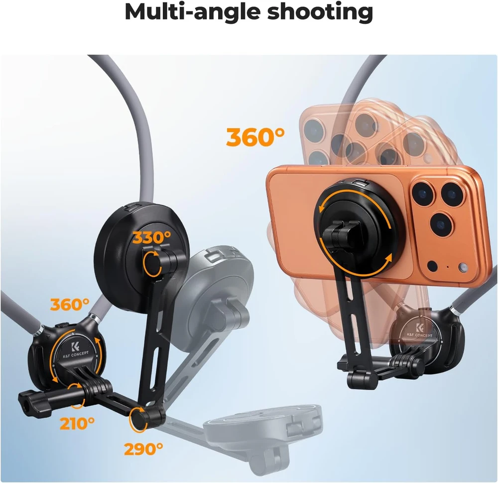 K&F CONCEPT magnetinis kaklo telefono laikiklis 2 viename su 360° pasukimu KF15.0016