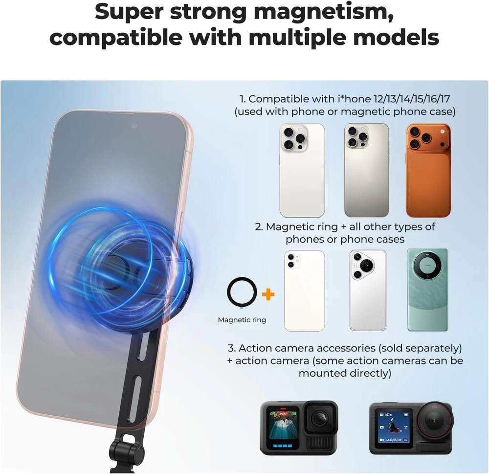 K&F CONCEPT magnetinis kaklo telefono laikiklis 2 viename su 360° pasukimu KF15.0016