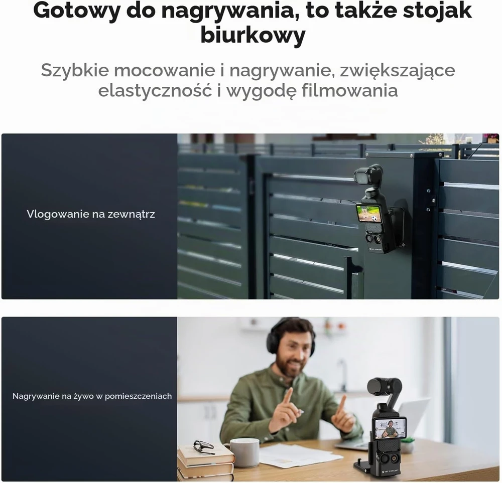 K&F Concept magnetinis laikiklis DJI Osmo Pocket 3 kamerai, 180° KF31.143