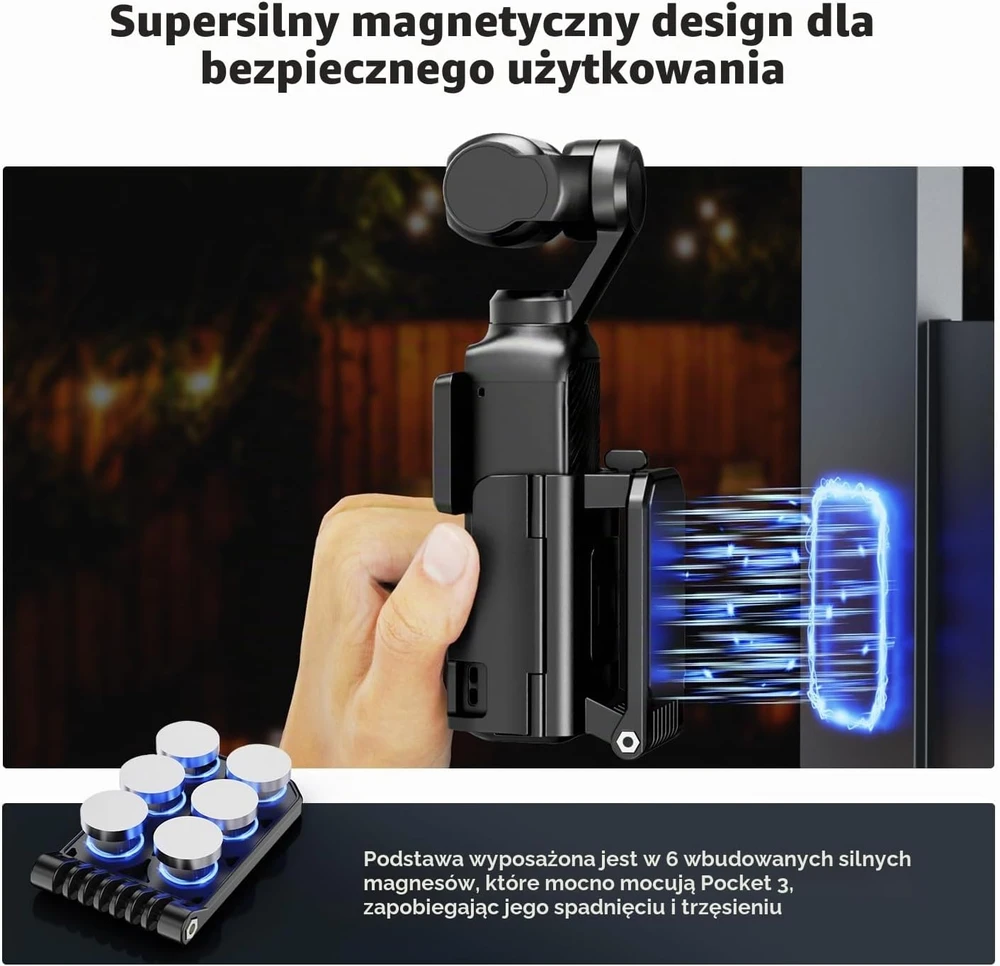 K&F Concept magnetinis laikiklis DJI Osmo Pocket 3 kamerai, 180° KF31.143
