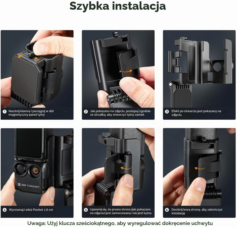 K&F Concept magnetinis laikiklis DJI Osmo Pocket 3 kamerai, 180° KF31.143