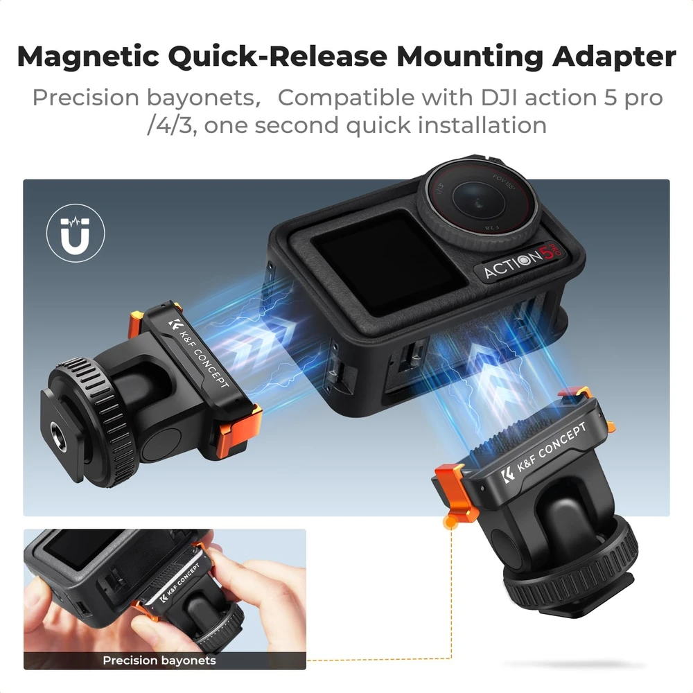 K&F CONCEPT magnetinis veiksmo kameros laikiklio adapteris su šaltuoju bėgeliu KF31.140