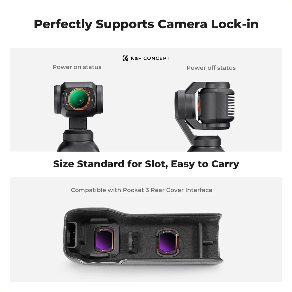 K&F CONCEPT magnetinių filtrų rinkinys DJI Osmo Pocket 3/4 su CPL, ND16, ND64 ir ND256, SKU.2595