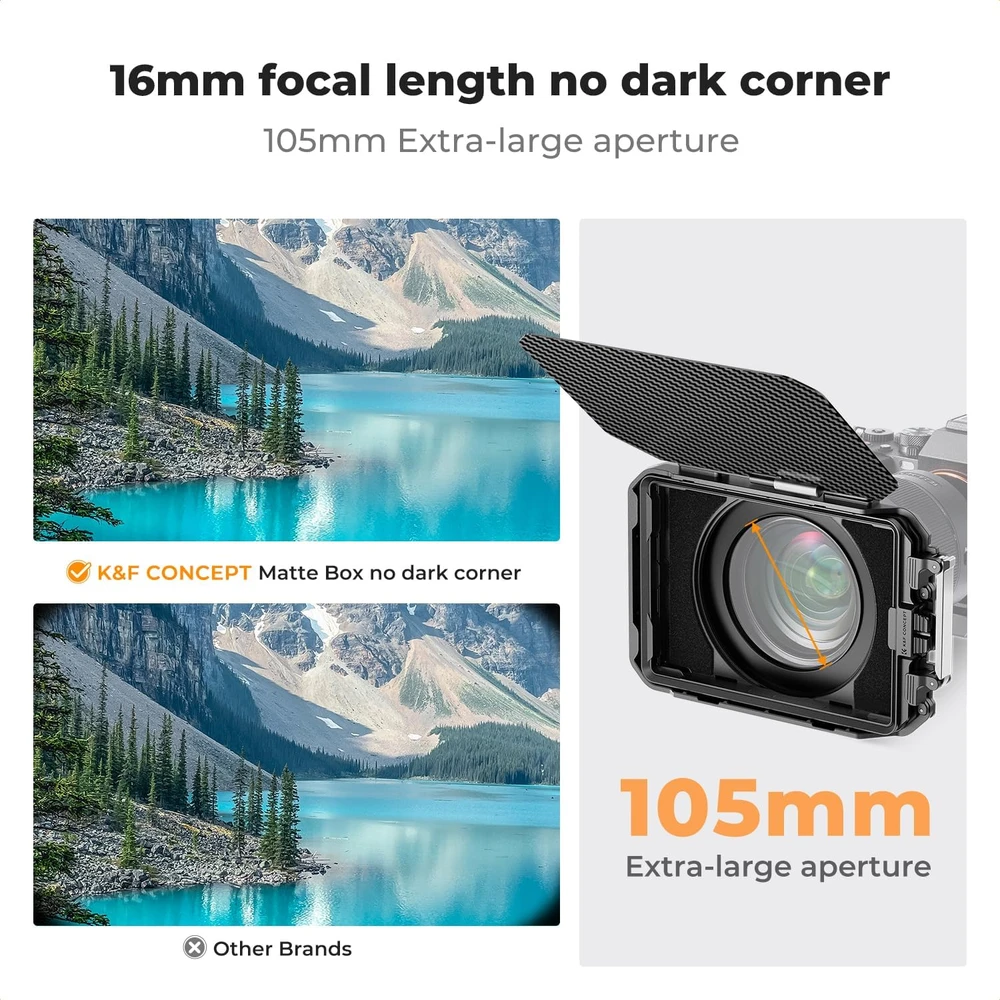 K&F Concept Matte Box Lite objektyvo šešėlinė dėžutė su anglies pluošto užsklanda, P15-SKU.2364