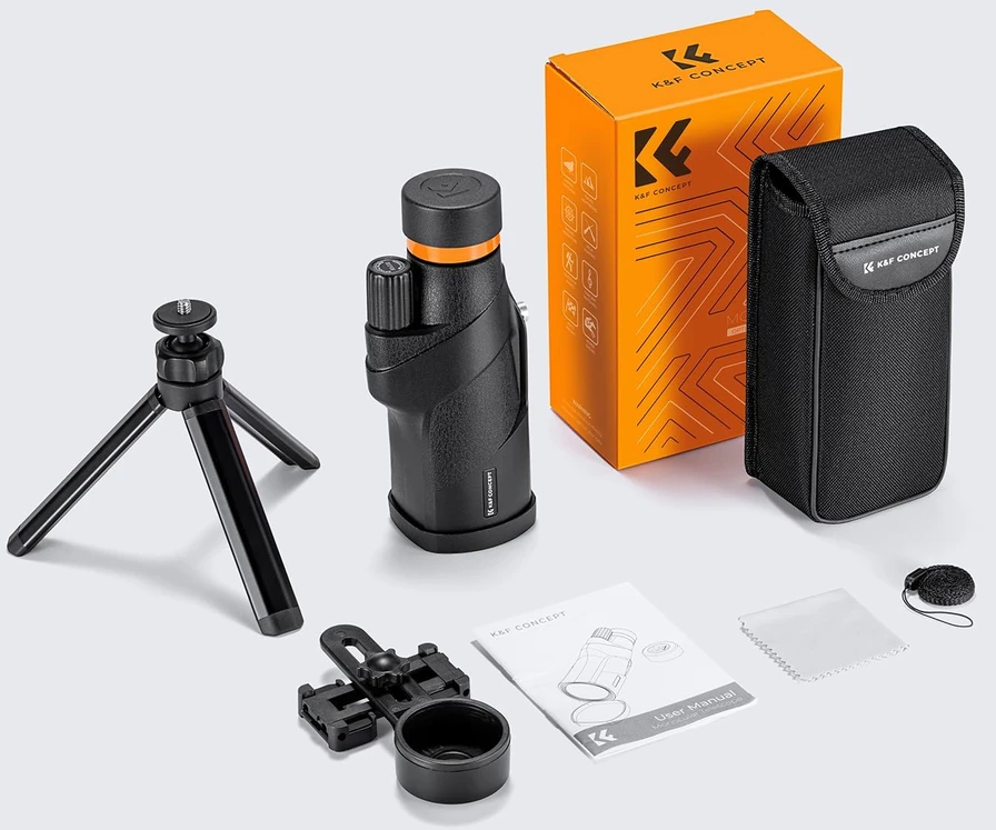 K&F Concept monokuliarinis teleskopas 12x didinimas, 50 mm lęšis, IP68 atsparumas vandeniui, KF33.086