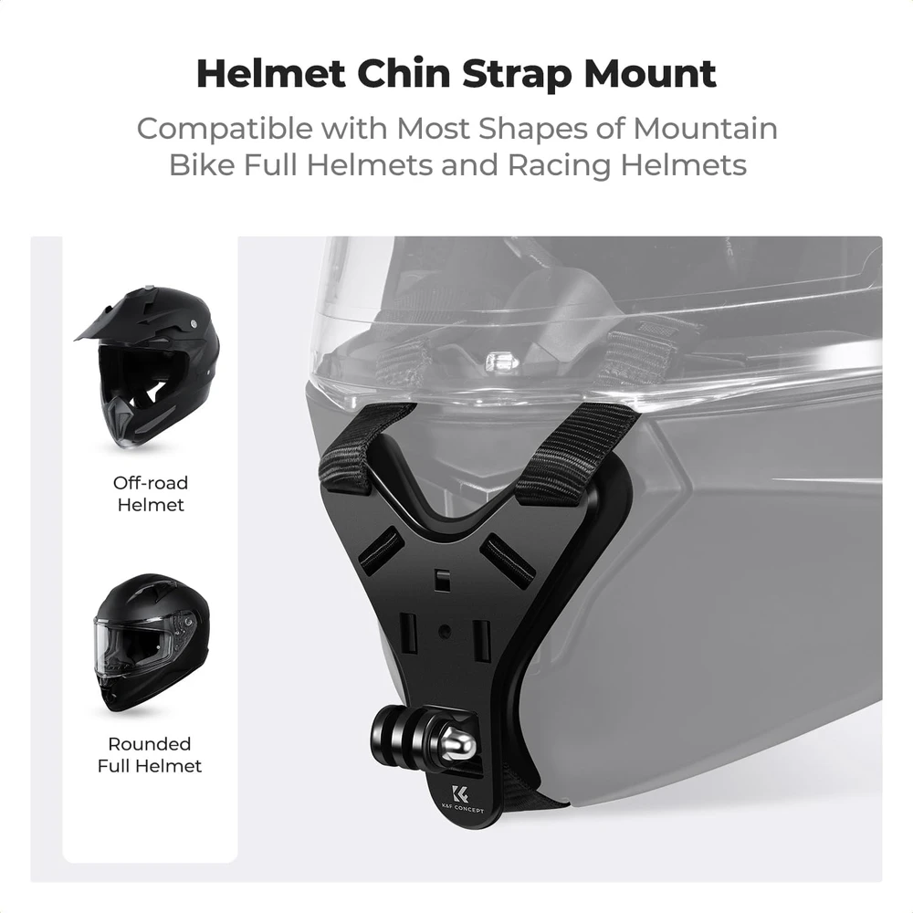 K&F Concept motociklininko šalmo tvirtinimo dirželis sporto kameroms, silikonu dengtas, ABS
